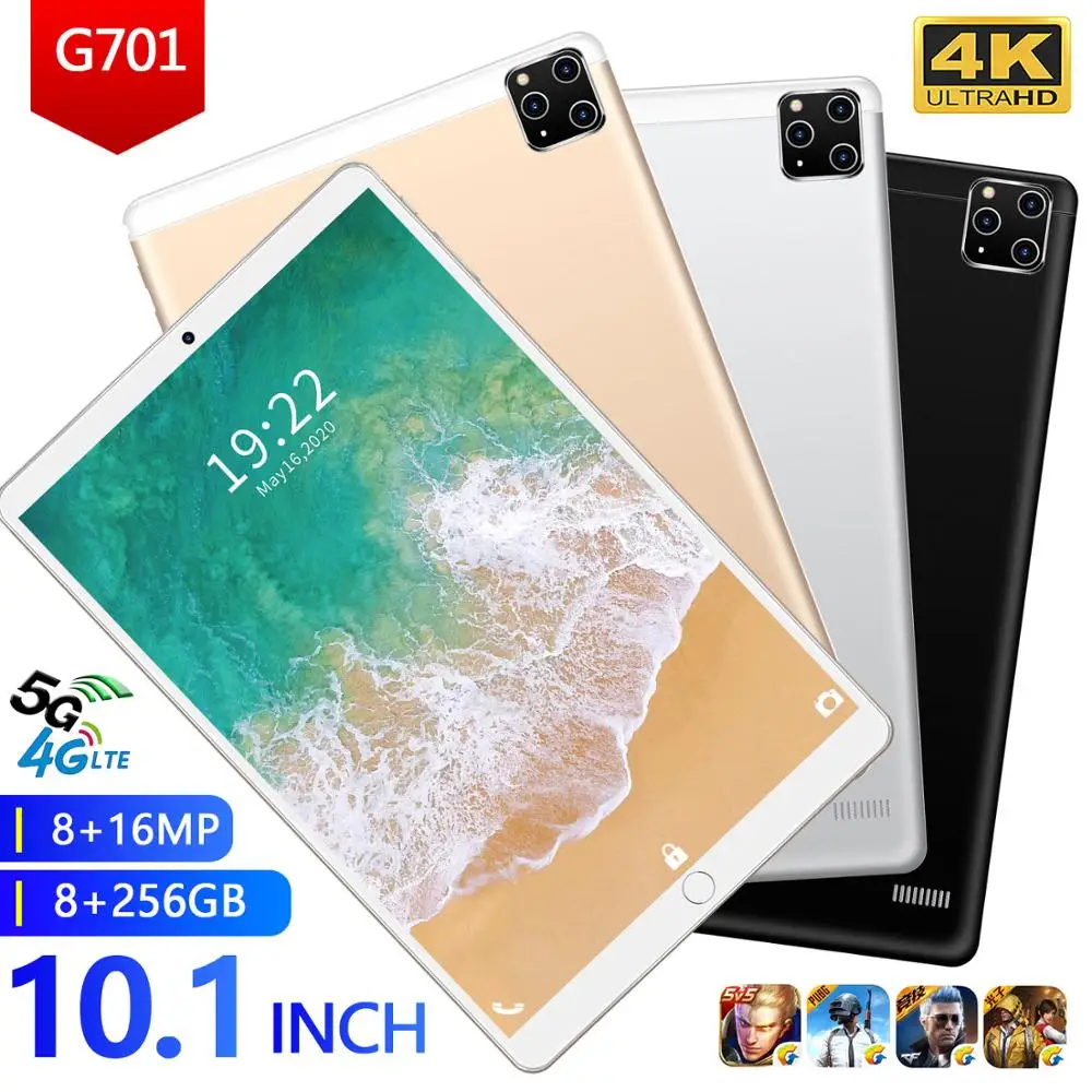 

2020 Newest G701 Tablet Pc 256G 10.1 Inch 4G Phone Call 8800mAh WiFi GPS Global Version 8GB RAM 256GB ROM Android 9.1 Octa Core
