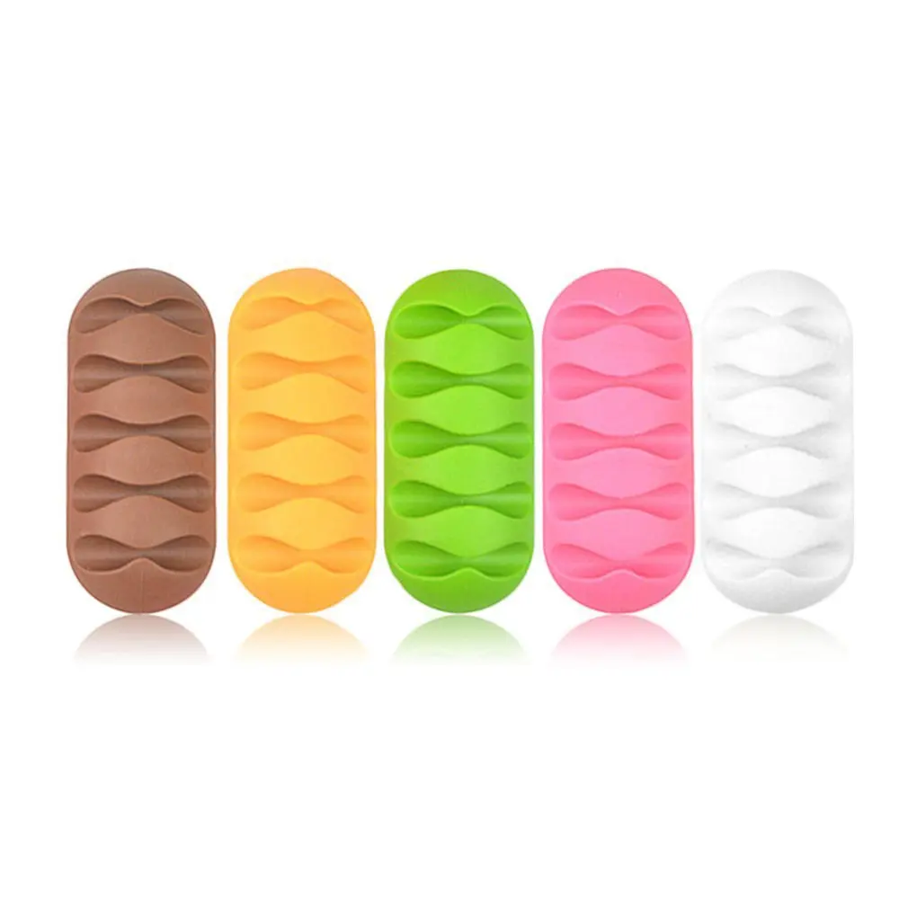 

Cable Organizer Silicone USB Cable 5 Holes Tidy Management Clips Cable Holder For Mouse Headphone Wire Fixing Equipment