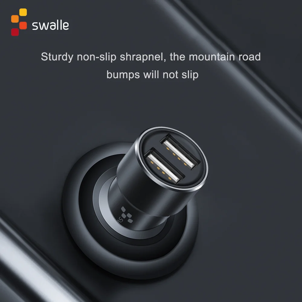 Мини Автомобильное зарядное устройство Swalle с двумя usb портами для быстрой