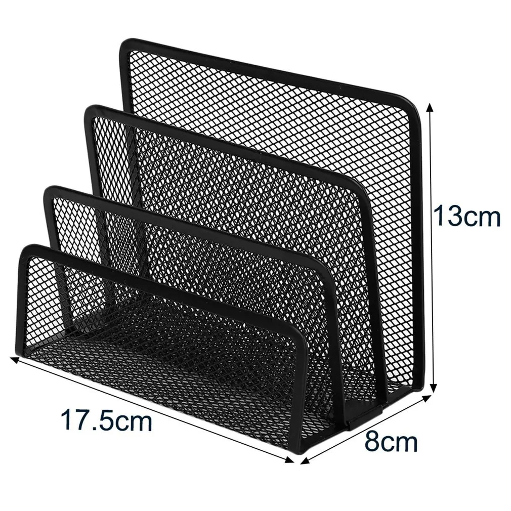 

Pen Holder Iron Three Grid Storage Pen Holder Student Stationery Desktop Office Storage Box File Storage Rack Creative Metal