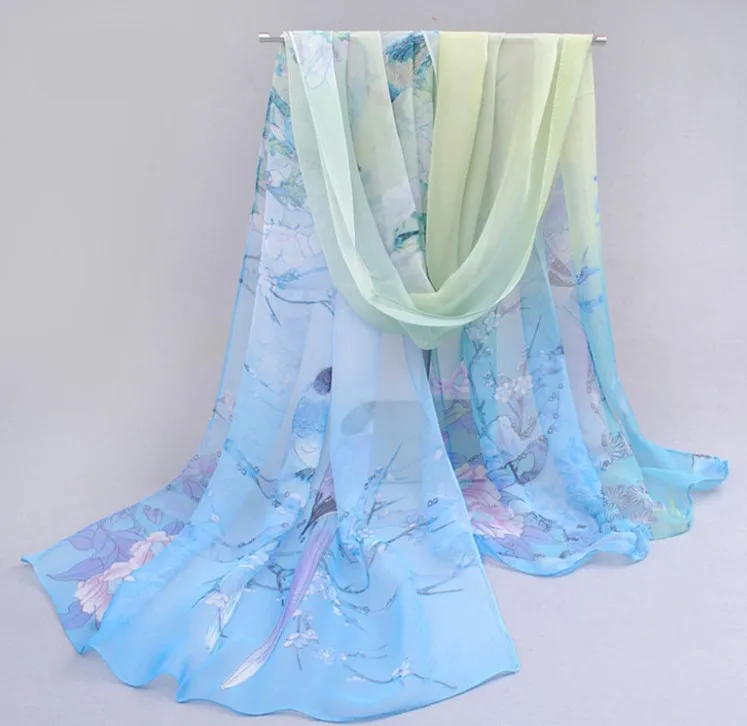 New Chiffon Scarves Summer Silk Scarf Thin Shawls And Wraps Foulard Flower Hijab Stoles | Аксессуары для одежды
