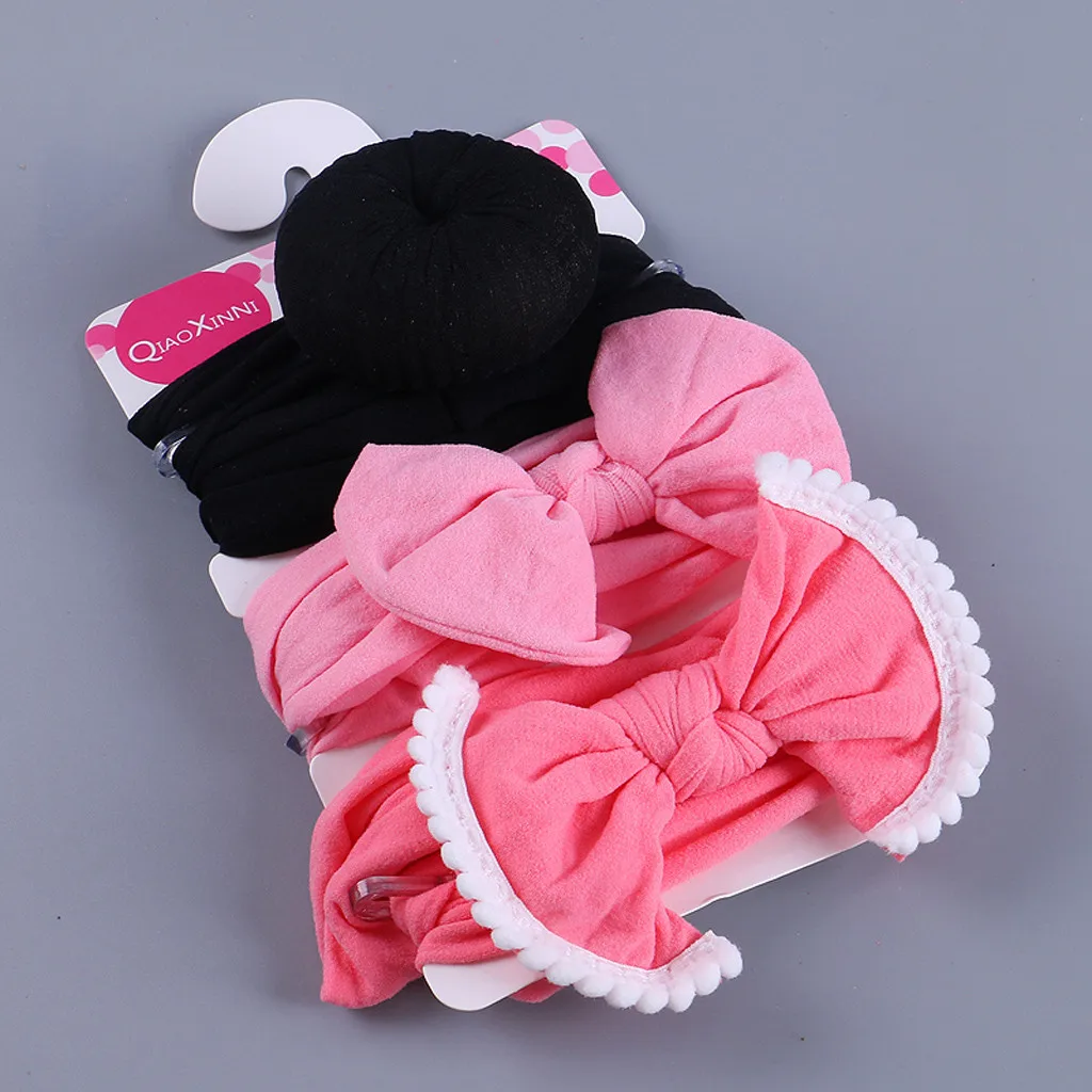 3Pcs Kids Floral Headband Girls Baby Elastic Bowknot Accessories Hairband Set Circle Bow Tie Children's Hair M800# | Детская одежда