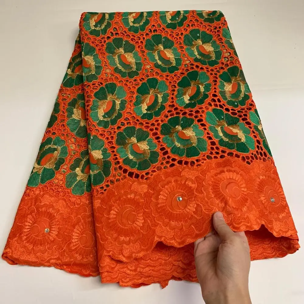 

popular style 5yards nigerian cotton lace fabric hollow out swiss voile lace fabric for clothes sewing SHIS11021