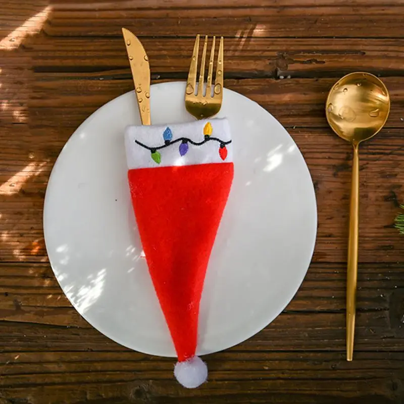 Конусная шляпа серебряные столовые приборы держатели карманы резак вилки сумка