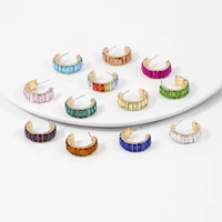 2020 gold bohemia cz ear cuff earrings for women boho ethnic rainbow small circle stud earring no pierce fashion party jewelry