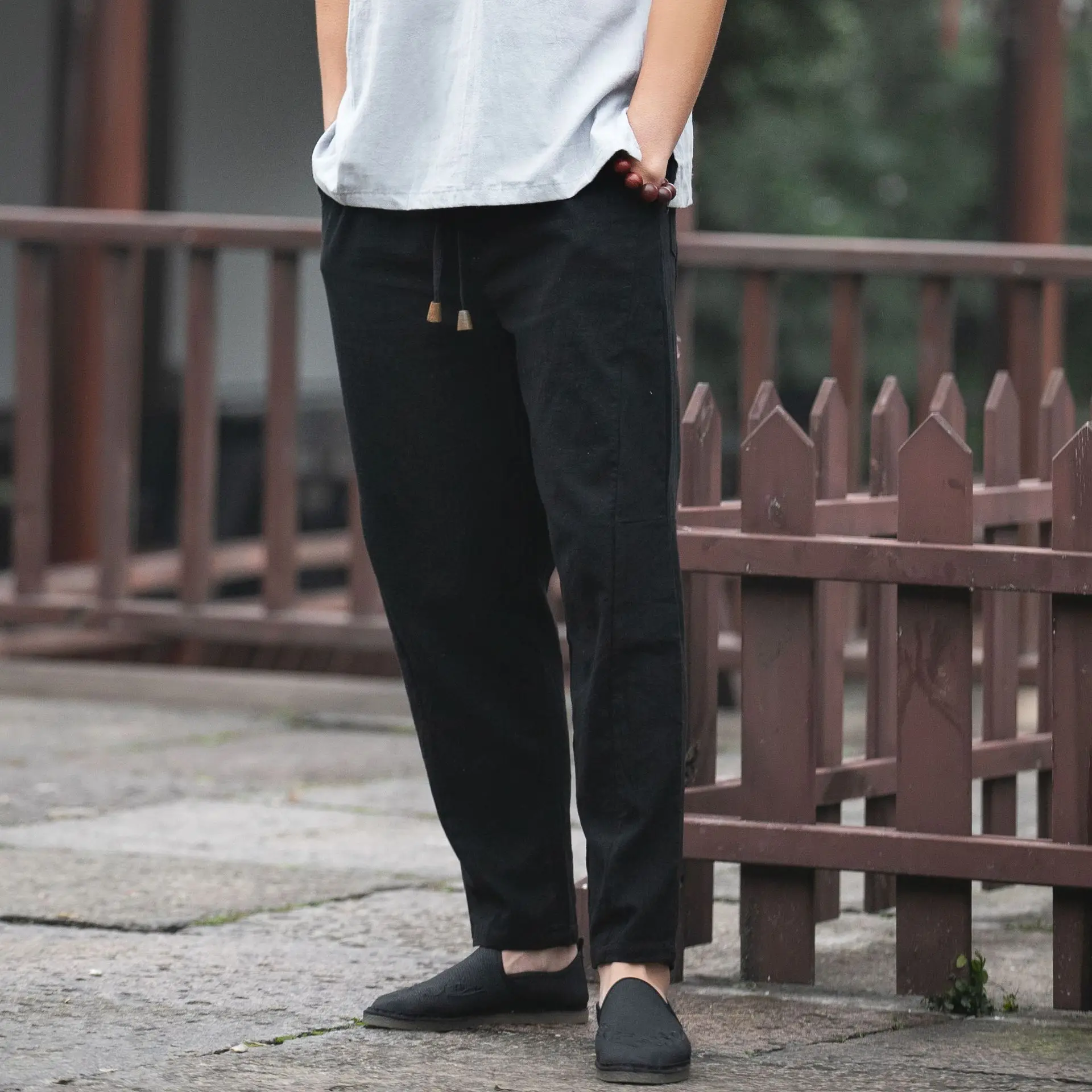 Шаровары мужские в традиционном китайском стиле повседневные однотонные