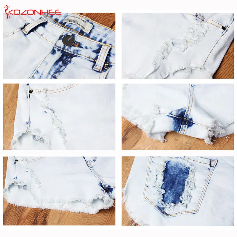 Пикантные энзимная стирка Для женщин джинсовые короткие Высокая талия с