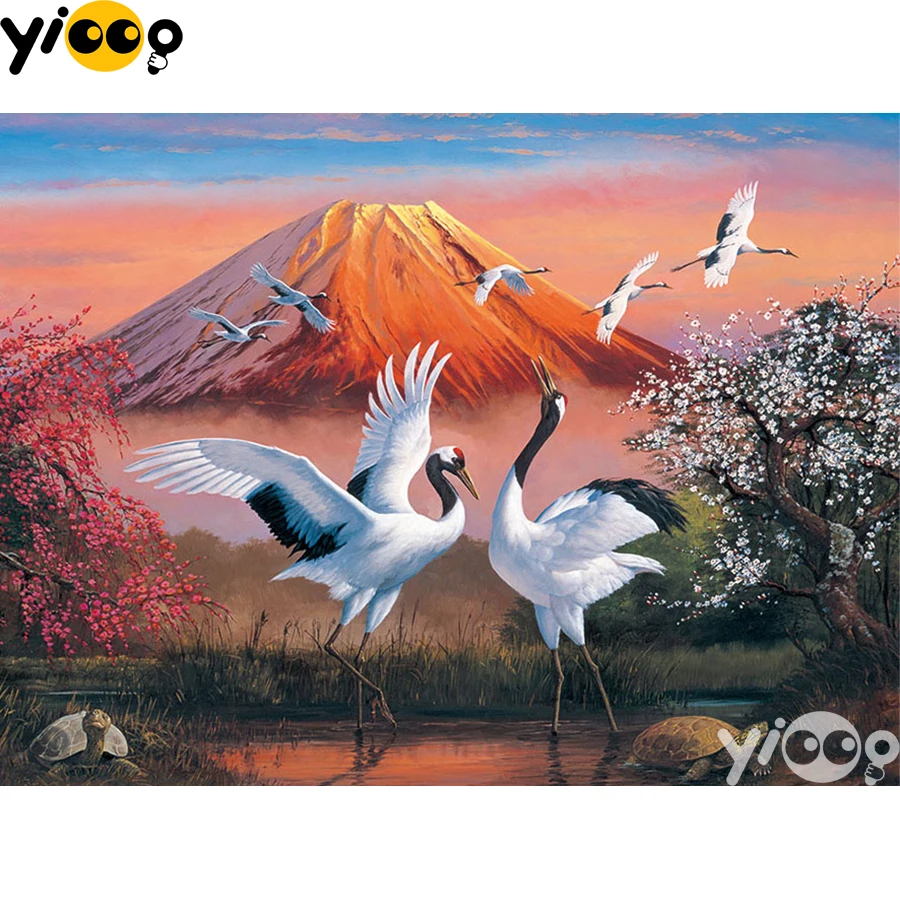 

Набор для алмазной вышивки с полным/круглым сверлом, вышивка крестиком с летающим краном, алмазная вышивка, стразы, мозаика, декор EX0889