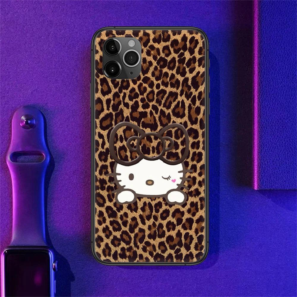 

Lovely Kitties Leopard Hellos Phone Case Cover Hull For iphone 5 5s se 2 6 6s 7 8 12 mini plus X XS XR 11 PRO MAX black painting