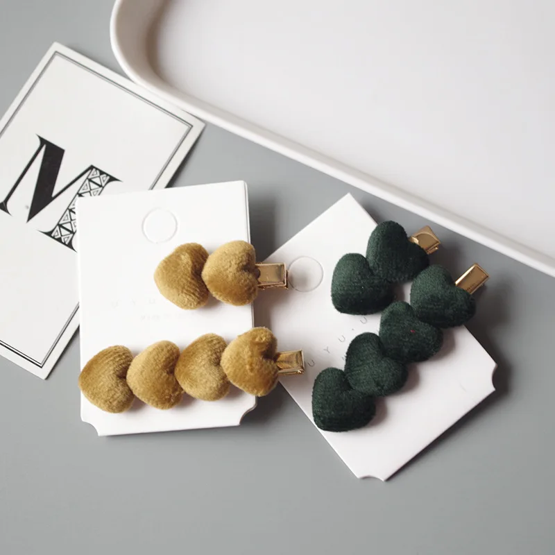 2 шт./компл. теплые зимние заколки винтажные бархатные для волос однотонные в