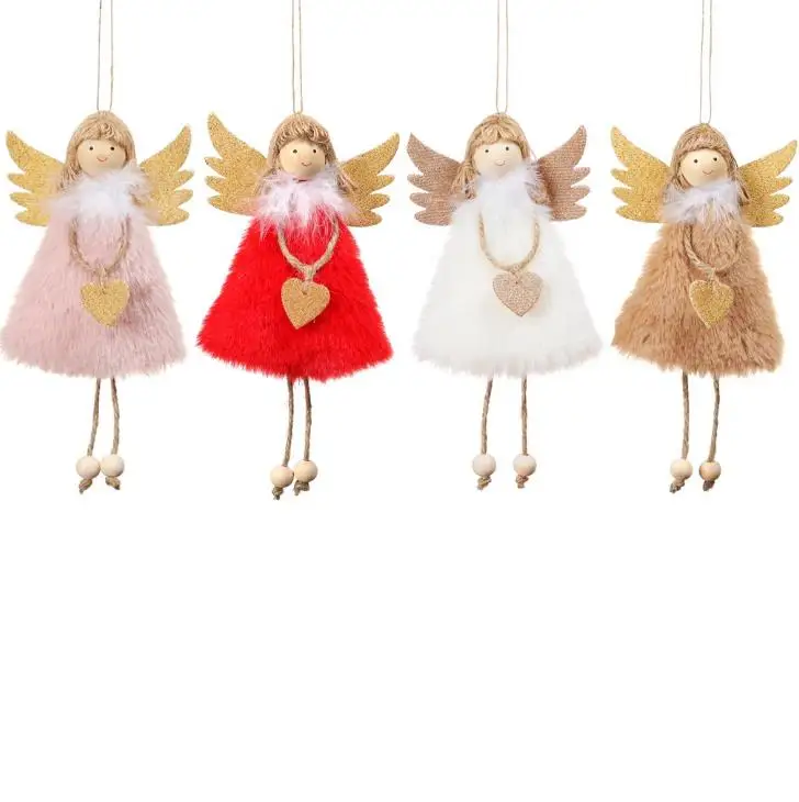 

1 Pcs 2020 Merry Christmas Angel Dolls Feather Plush Xmas Tree Ornaments Christmas Happy New Year Party Home Decorations