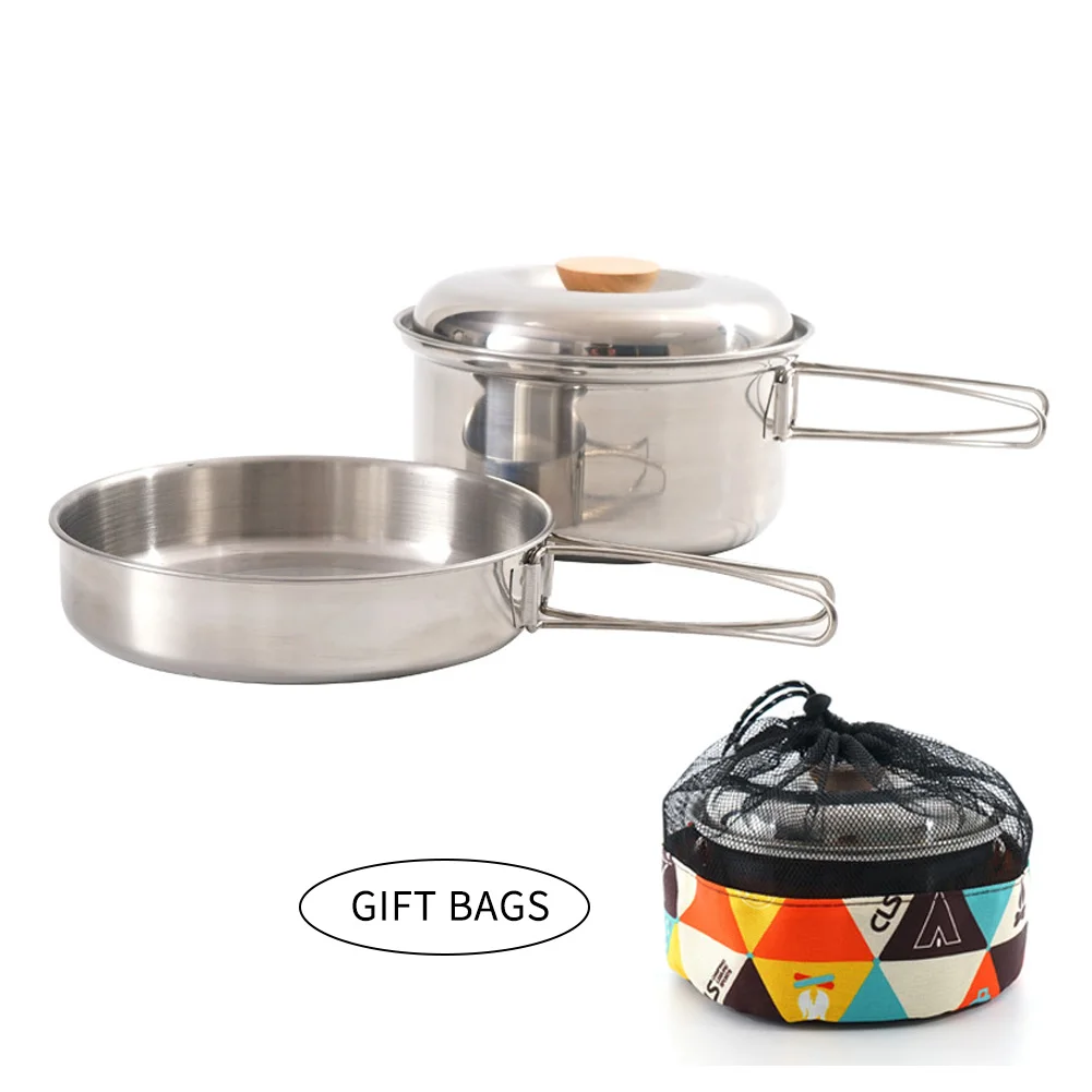 Кастрюля со складной ручкой из нержавеющей стали для кемпинга | Спорт и