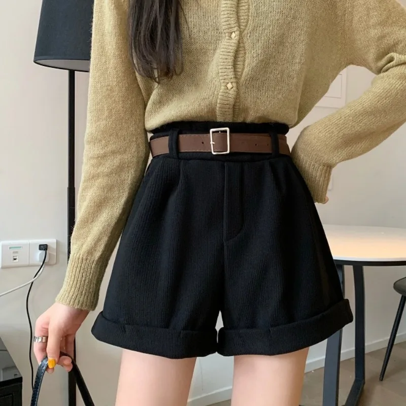 

Pockets Patchwork High Waist Shorts Women Streetwear Straight Cargo Pants