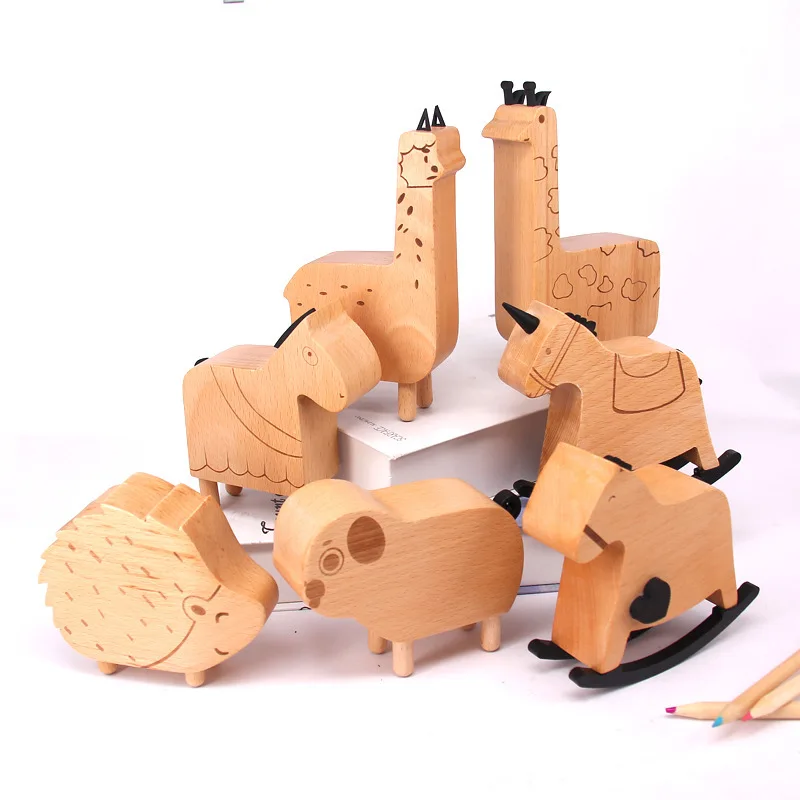 Музыкальные шкатулки с животными фигурки деревянная музыкальная шкатулка