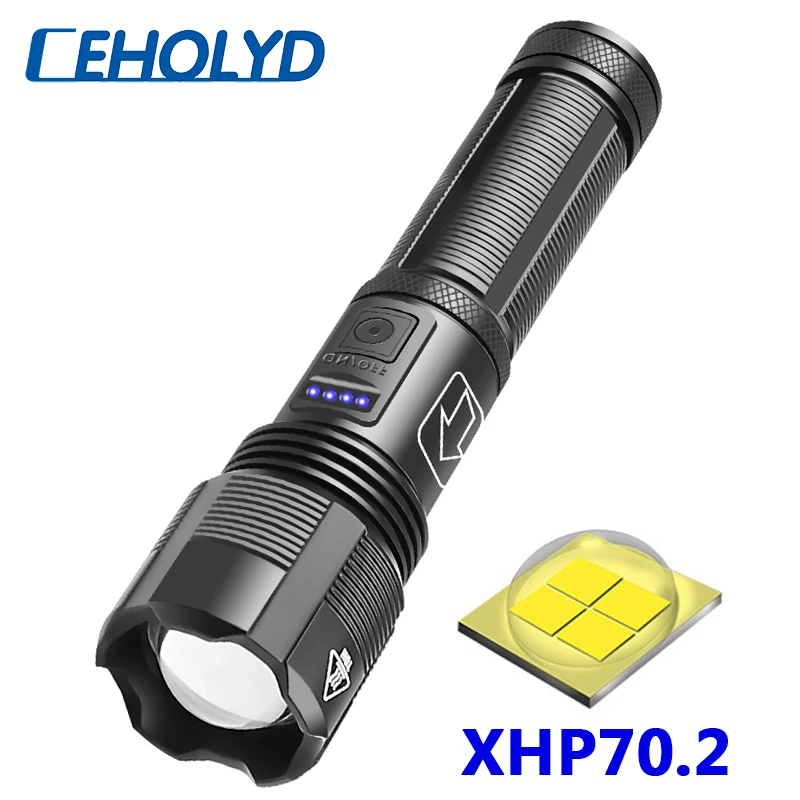 XHP70.2 4 ядерный тактический светодиодный фонарик высокого качества с питанием от
