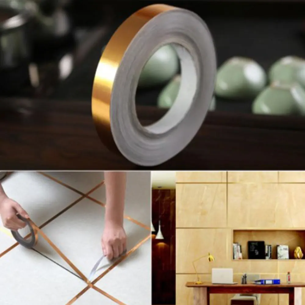 Золотистая серебристая самоклеящаяся водостойкая напольная плитка со швом