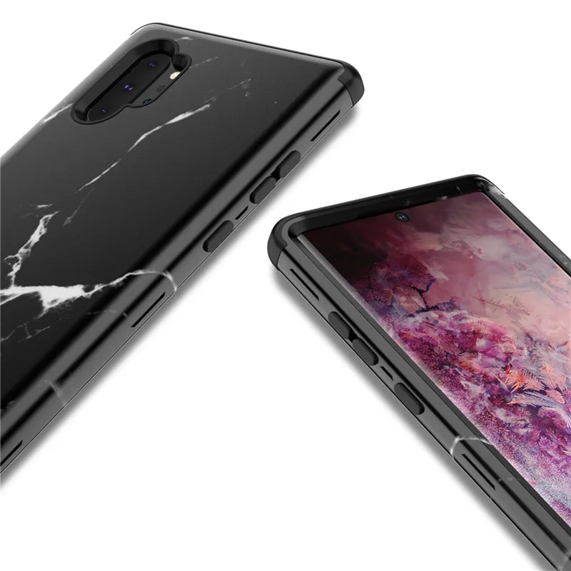 Передняя и задняя 360 градусов полный корпус защитный чехол для samsung note10 Plus мраморный цветок блестящий PU силиконовый ударостойкая гибридная Броня