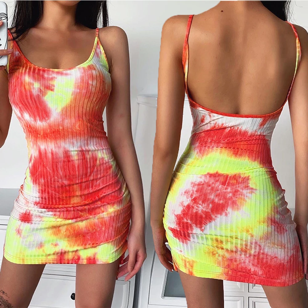 Женское летнее сексуальное облегающее платье без рукавов с принтом вечерние