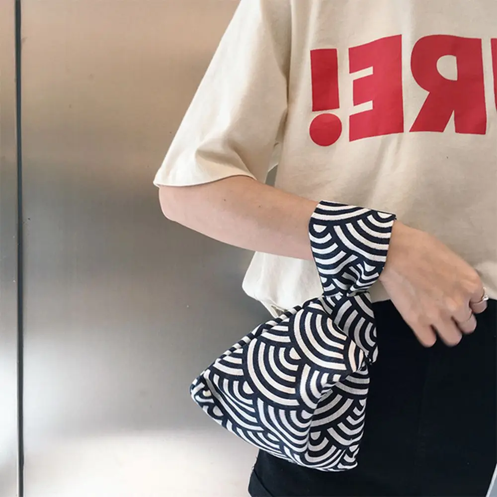 Простая Сумка на запястье с узлом в японском стиле сумка клетку волнистым