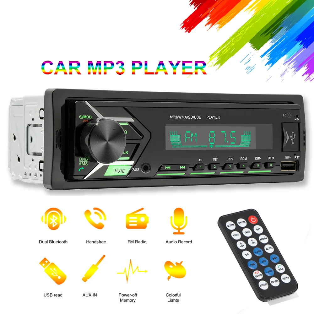 

Colorful Backlight Car Audio Radio Autoradio DVD MP3 Player FM Bluetooth Stereo In-dash Caravan Truck 4x4 Automotive Accessories