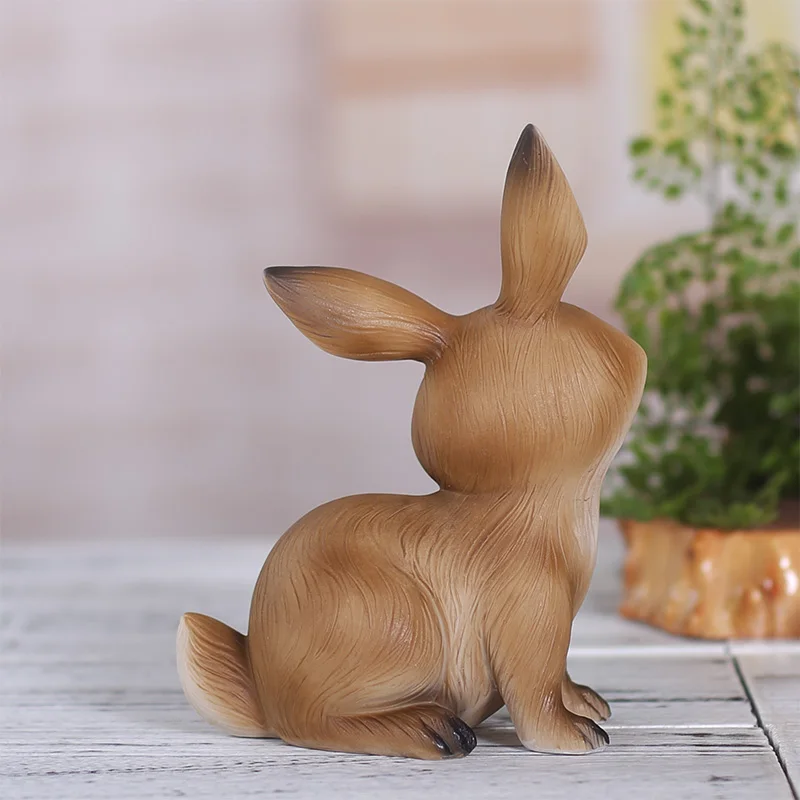 Resin Rabbit Home Decoration Gift Cartoon Crafts Creative Living Room Wine Cabinet Cute Small Animal Furnishings Christmas | Дом и сад