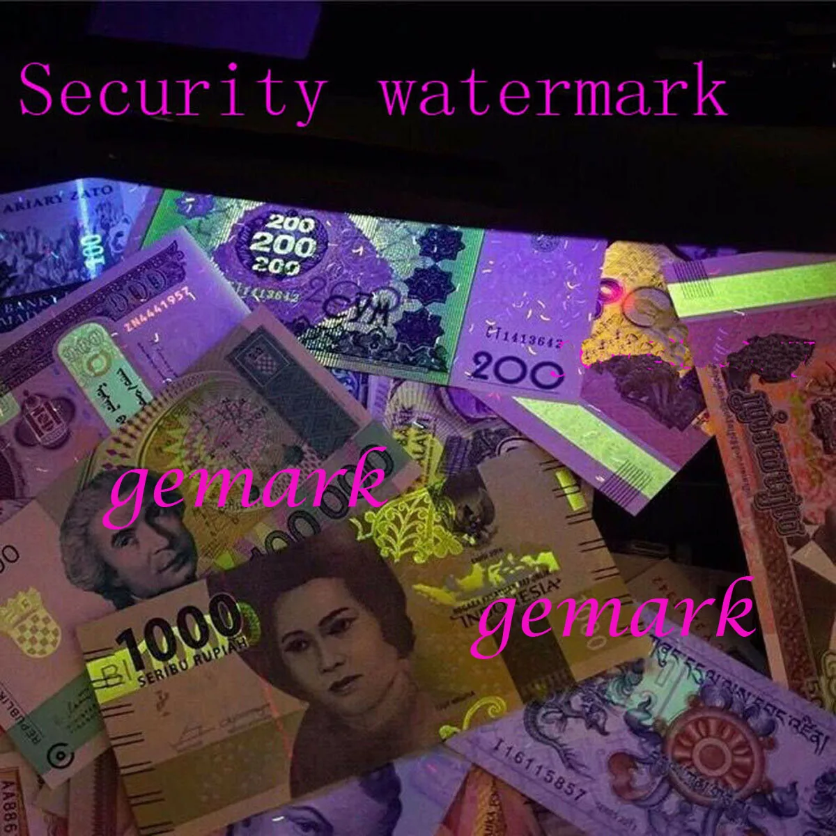 52 шт. прозрачные зарубежные банкноты с флагами на английском и китайском языках |