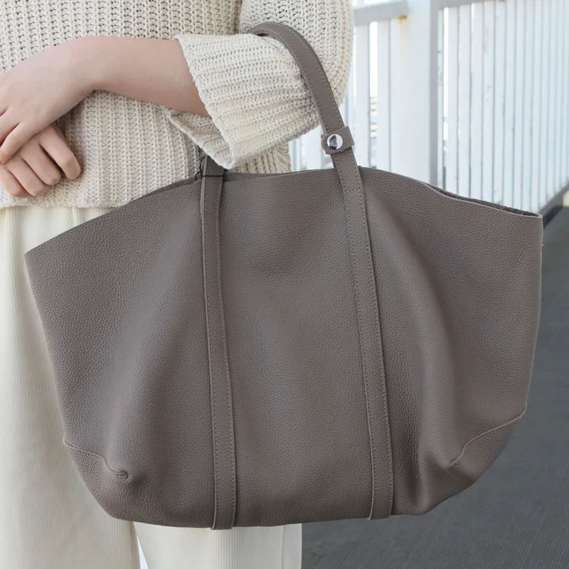 

Large Shoulder Bags For Women 2021 New Soft Genuine Leather Casual Totes With Liner Bags Female Crossbody Shopping Big Handbags
