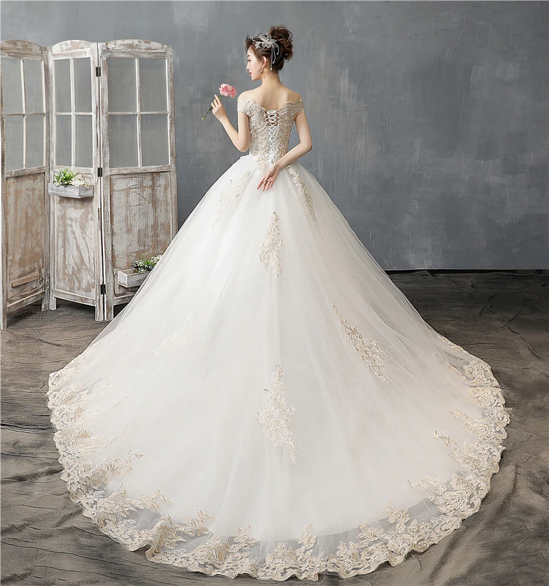 Новинка красивое свадебное платье с открытыми плечами и коротким рукавом