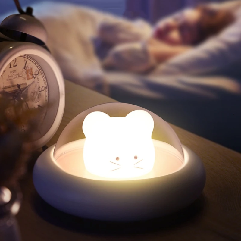 

LED cartoon charging small desk lamp usb wireless mouse night light dormitory bedside feeding light
