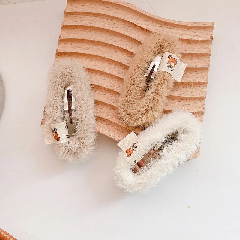 

Hot Selling New Fashion Geometry Super Cute Plush Children's Hairpin Hair Clips Accessories for Girls