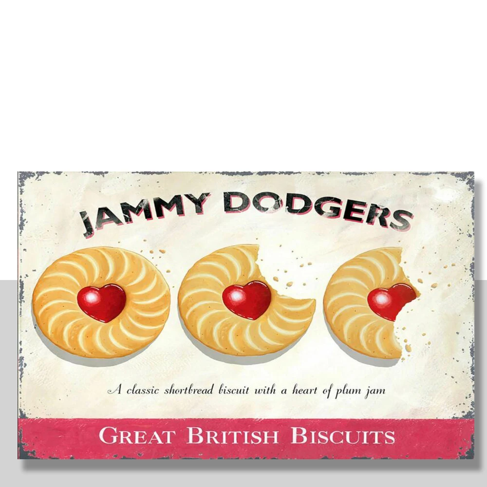 

Jammy Dodgers, ретро металлический знак/табличка, подарок, мужская пещера, кухня