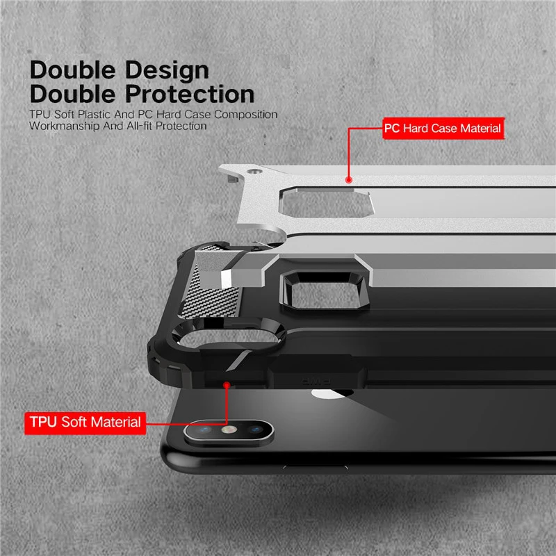 Чехол для iPhone 6S 7 8 Plus двухслойный силиконовый пластиковый армированный гибридный