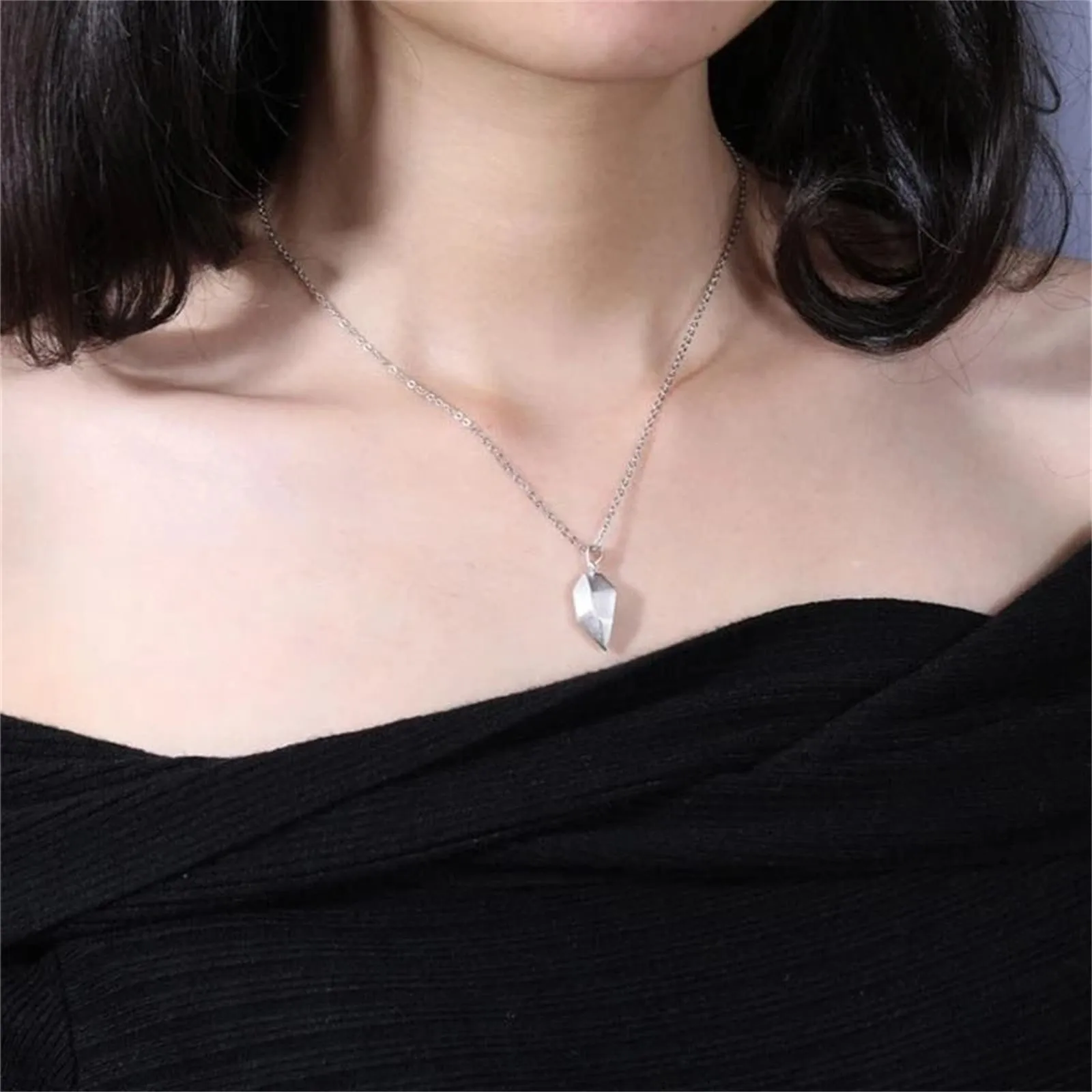 2 шт. Магнитный Пара Ожерелье влюбленные Сердца Кулон расстояние граненый колье с