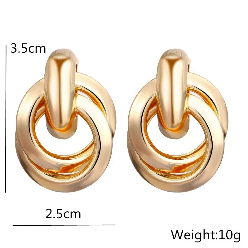 

2021 Gold Color Twist Alloy Drop Earrings For Women Simple Geometric Earrings Wedding Fashion Jewelry Trendy Accessories