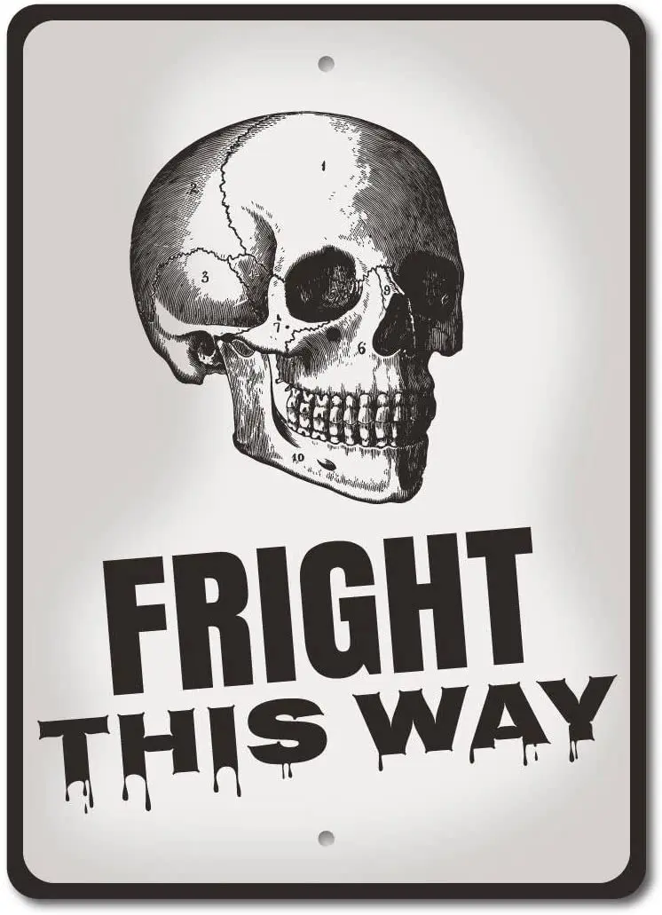 

SIGNCHAT, декор черепа, подвеска в этом направлении, подсветка, металлический постер, Настенный декор, жестяной знак, 8x12 дюймов