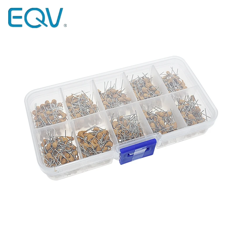 EQV 500 шт./лот 10Values* 50 шт. 0,1 мкФ-10 мкФ(104~ 106) с алюминиевой крышкой, 50В Многослойные Керамика конденсаторы Ассортимент ассортимент комплекта с ящик для хранения