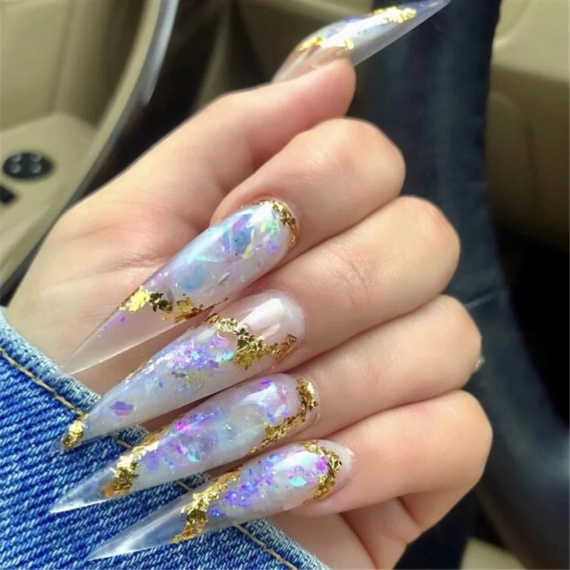 10 рулонов/набор Фольга для ногтей Лазерная сверкающая Смешанная красота