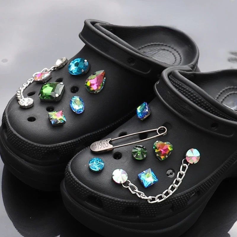 

New Blue Peacock Croc Charms Pin Colorful Diy Crystal Cute Shoe Decoration