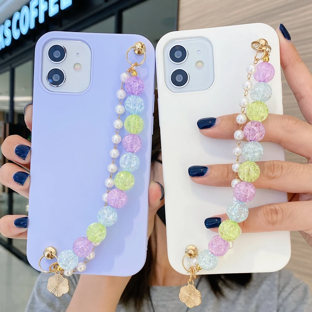 

Чехол Galaxi S20 FE S10 Lite для Samsung Galaxy S21 Plus S20 Ultra S8 S9 S10 S7, силиконовый чехол с объемными бусинами и браслетом на запястье