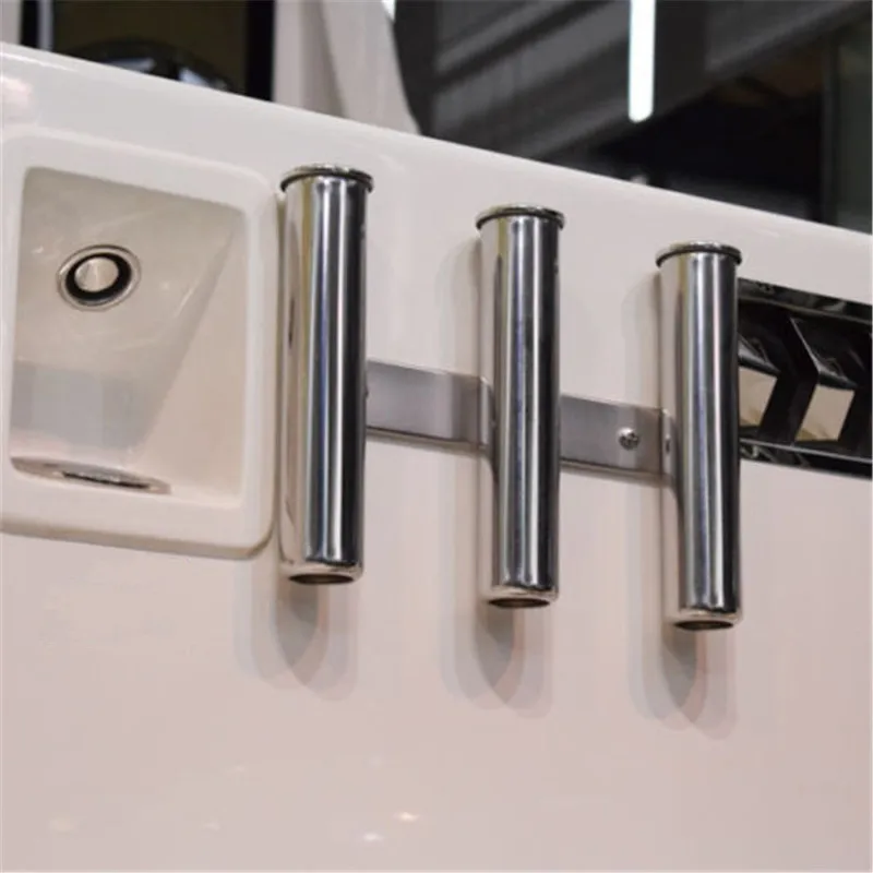 

3 Hole stainless steel fishing rod holders Silver rod racks for boats for marine boat yacht accessories 11-1/2''(290mm)