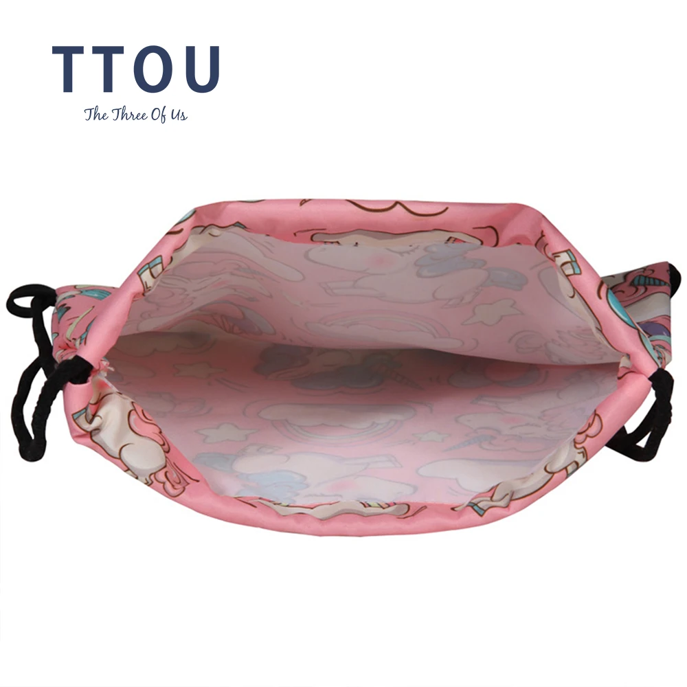 Женская сумка на шнурке TTOU маленький рюкзак с принтом единорога из мультфильма