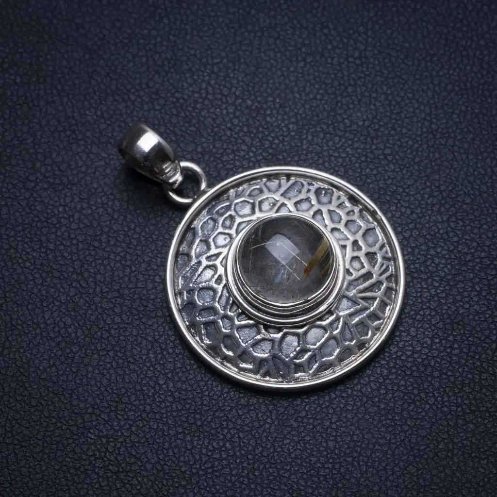 Натуральный Золотой руtilовый кварцевый винтажный кулон ручной работы из серебра