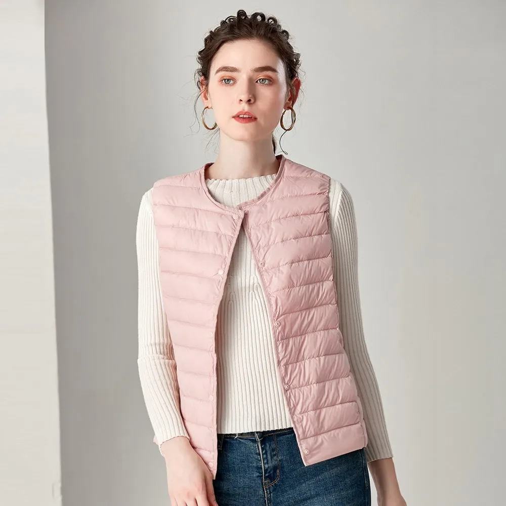 

New Women Sleeveless Women's Ultra Light Down Vests Slim Jacket Girl Gilet Plus Lightweight Windproof Warm Waistcoat Portable