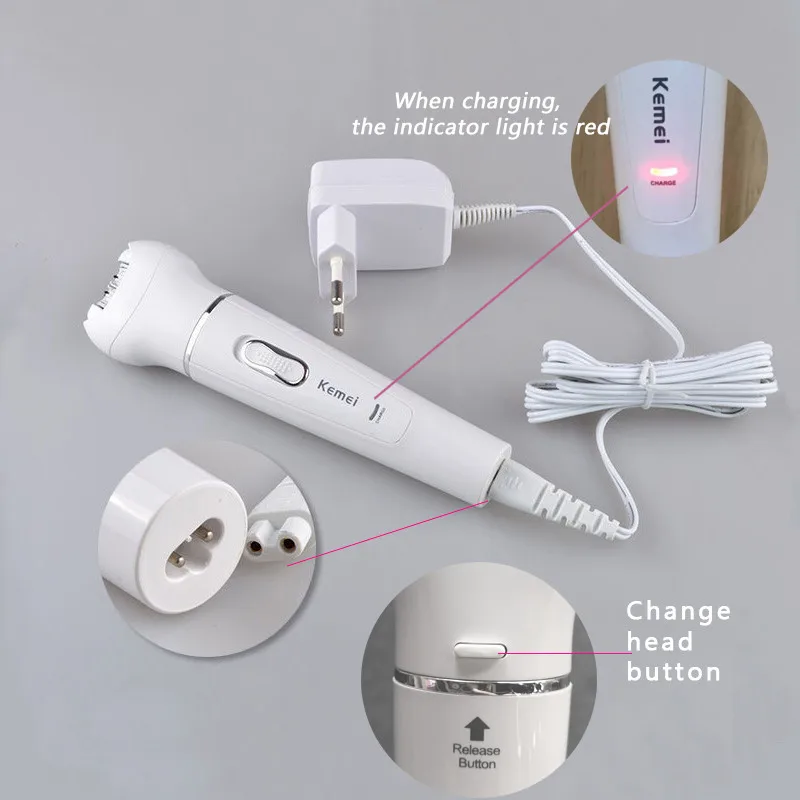 

Kemei Epilator Permanent Hair Removal for women trimmer mower painless Touch Body Leg Bikini Trimmer For Women Wet & Dry Using