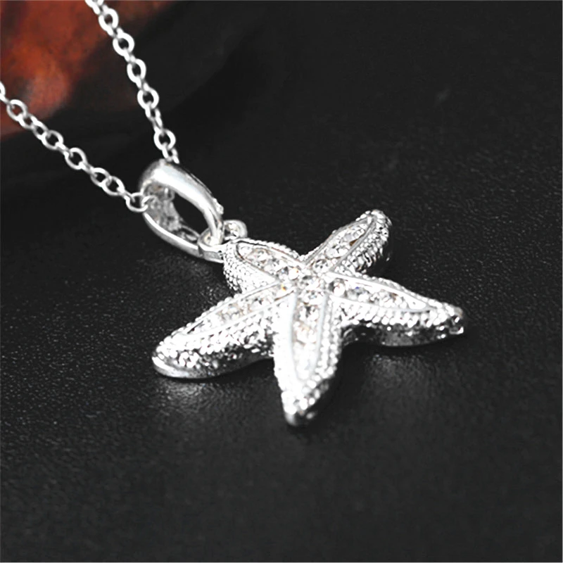 

Модное серебряное ожерелье с подвеской, очаровательное женское ожерелье с цирконием в виде морской звезды