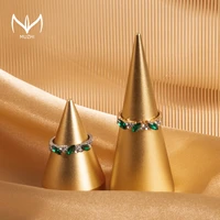 muzhi fashion women rings finger jewelry gold silver luxury rhinestone green crystal vintage rings female birthday rings gifts