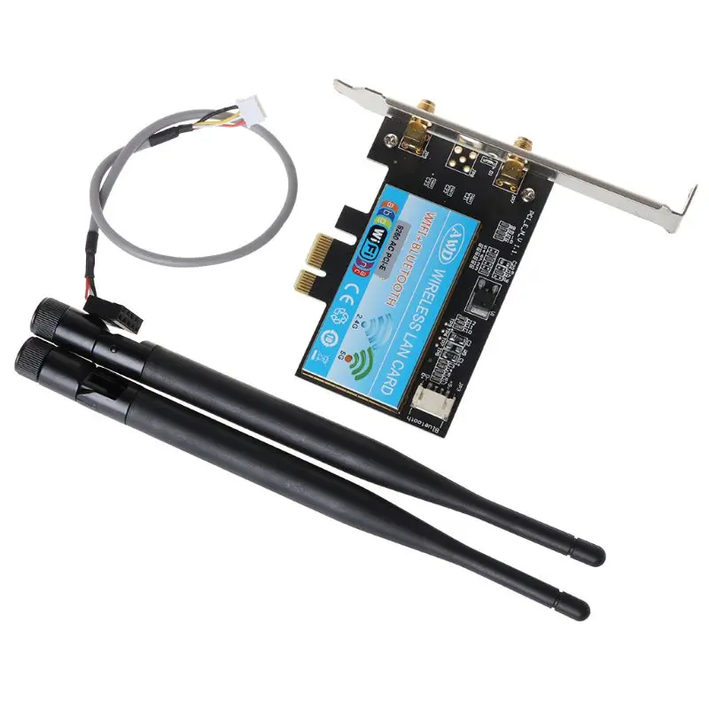 

1200Mbps Intel 8260AC Dual Band 2.4G/5Ghz Wireless Desktop Kit Bluetooth-com 4.2 802.11AC PCIE X1 Wifi Card Antenna Set