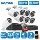 SANNCE 8CH POE 5MP NVR комплект CCTV система безопасности 468 шт 2MP ИК наружная водонепроницаемая IP камера микрофон аудио в комплект видеонаблюдения