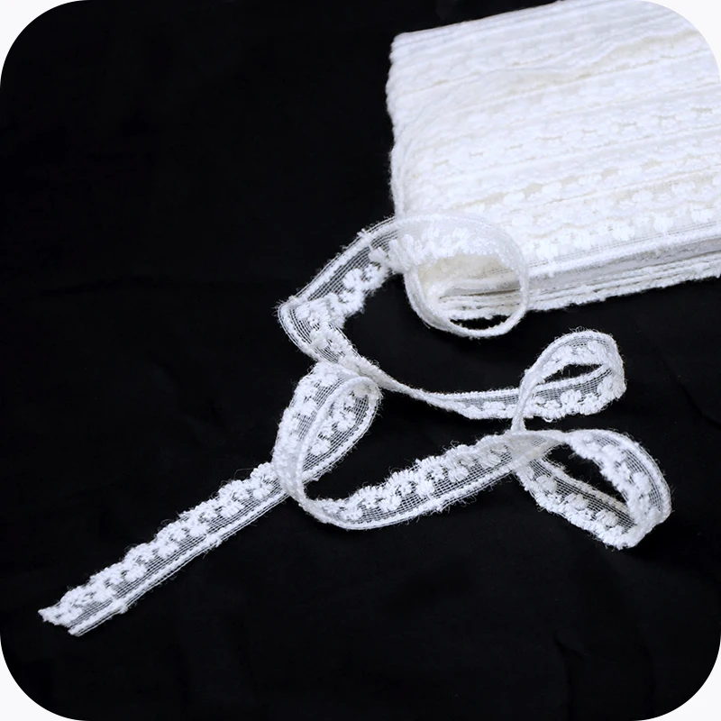 10 мм прозрачная сетчатая хлопковая Цветочная вышитая кружевная лента для