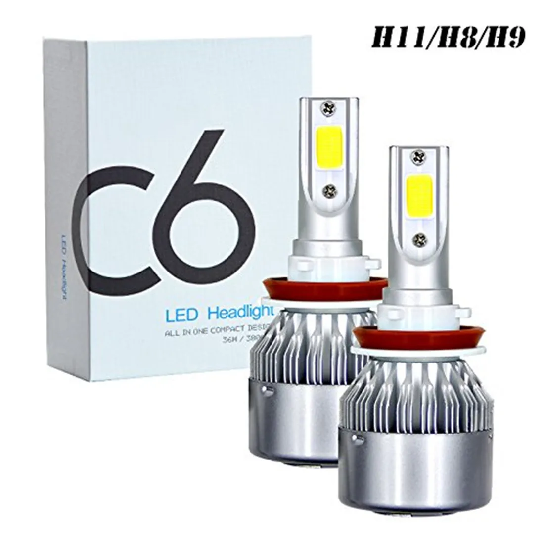 Из 2 предметов C6 светодиодные лампы большой фара h4 фары H1 H11 9005 HB3 9006 HB4 9007 9004 H13 72W 12V